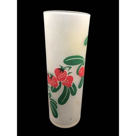 Set Of 4 Mid Century Federal Frosted Tom Collins Glasses With Retro Fruit Design - Picture 6 of 16